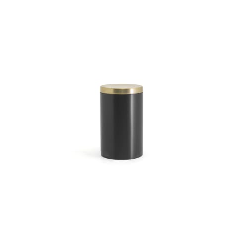 Tarro redondo de acero inoxidable Tokyo, negro mate con tapa de latón mate